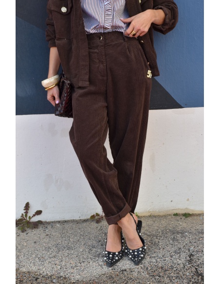 Pantalon Velours Marron ALIDA