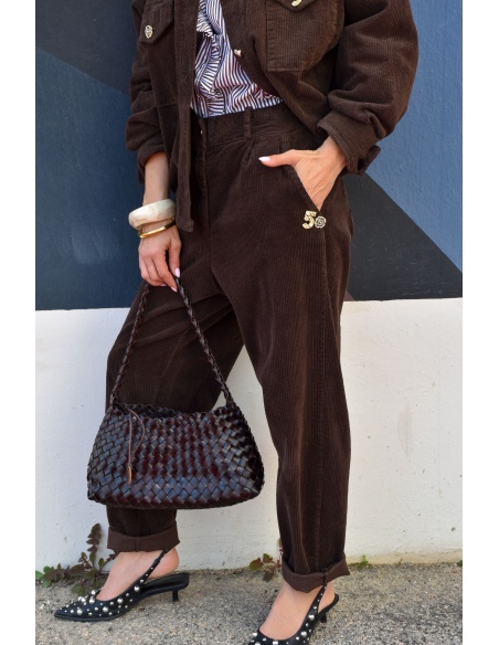 Pantalon Velours Marron ALIDA