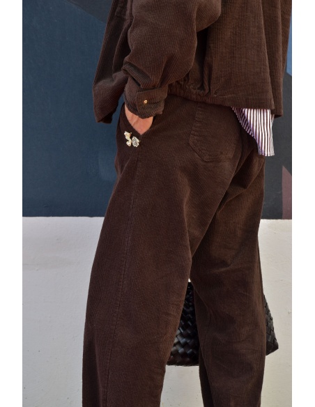 Pantalon Velours Marron ALIDA