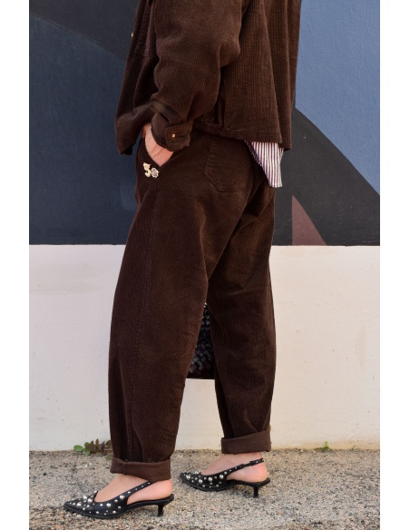 Pantalon Velours Marron ALIDA