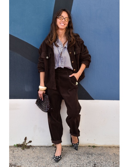 Pantalon Velours Marron ALIDA