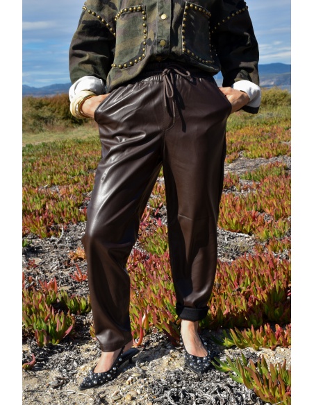 Pantalon Simili Marron VALENTINA