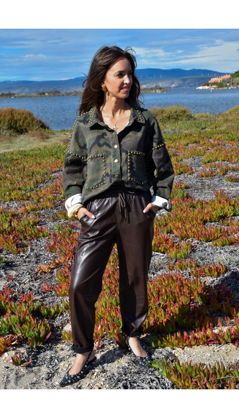 Pantalon Simili Marron VALENTINA Pantalon Simili Marron VALENTINA