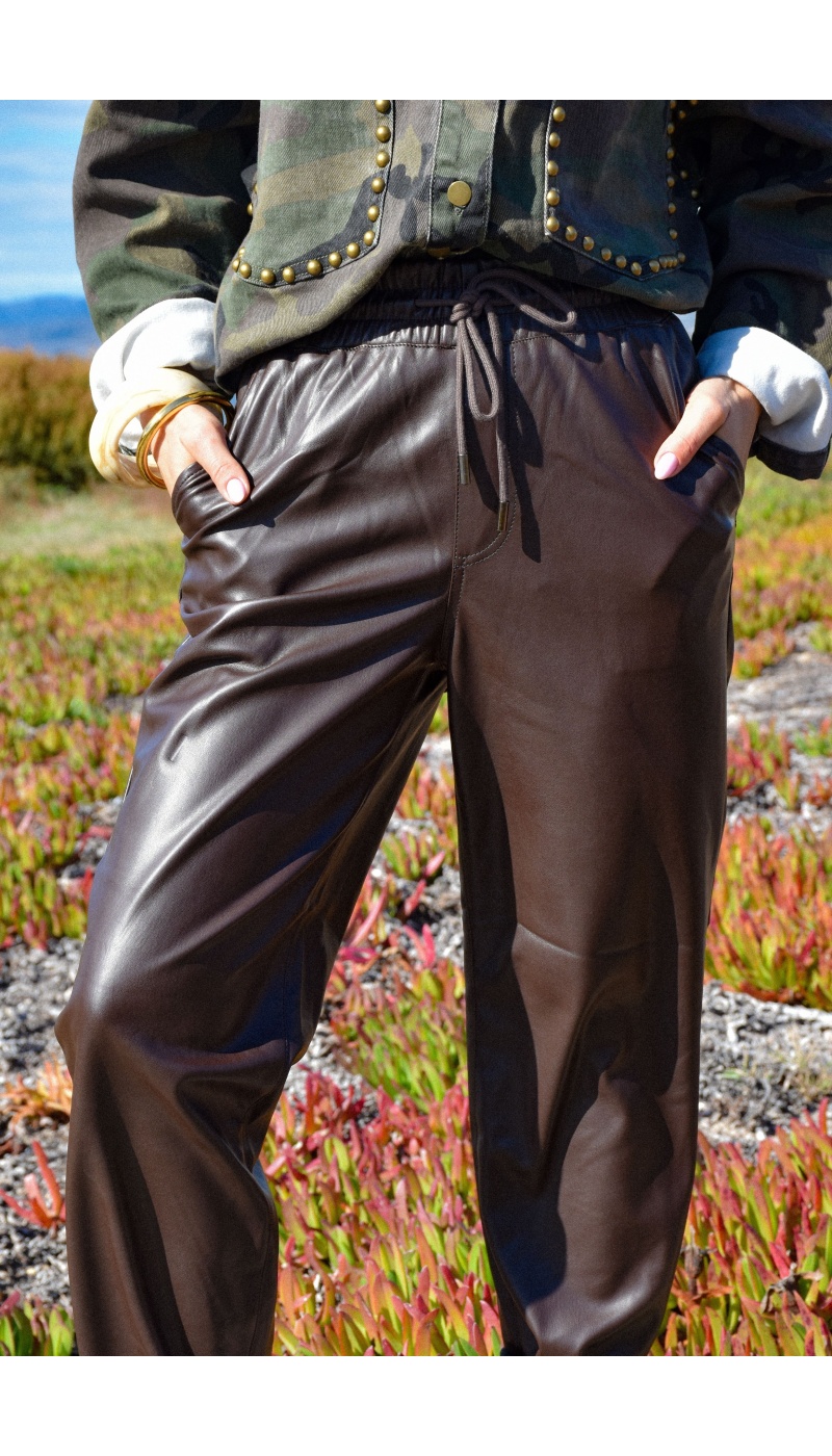 Pantalon Simili Marron VALENTINA Pantalon Simili Marron VALENTINA