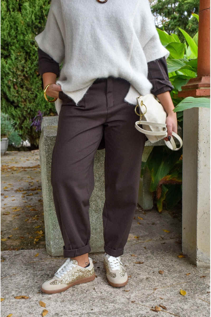 Pantalon Carotte Marron LEONARDO