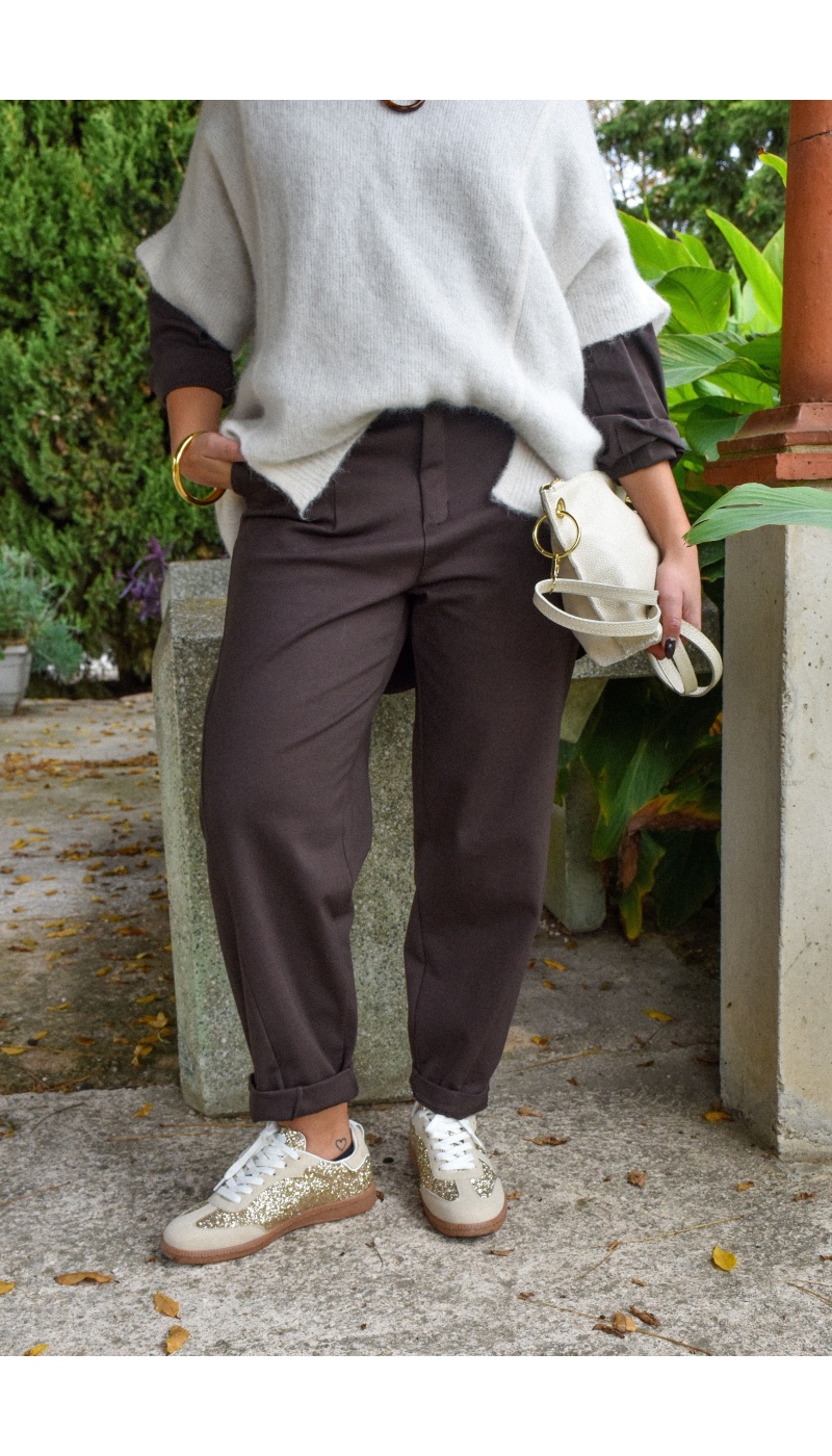 Pantalon Carotte Marron LEONARDO Pantalon Carotte Marron LEONARDO