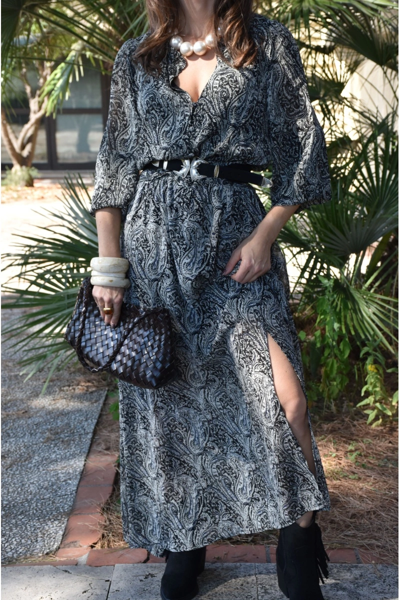 Robe Imprimée Noire ADELE