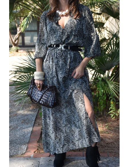 Robe Imprimée Noire ADELE