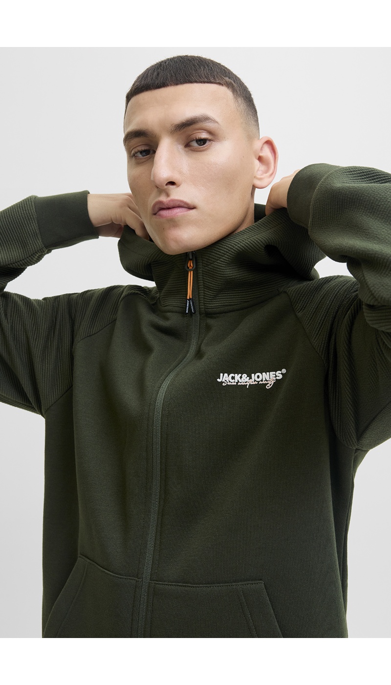 Sudadera JJTHATCHER caqui con cremallera Jack&Jones - 4 | TOPS