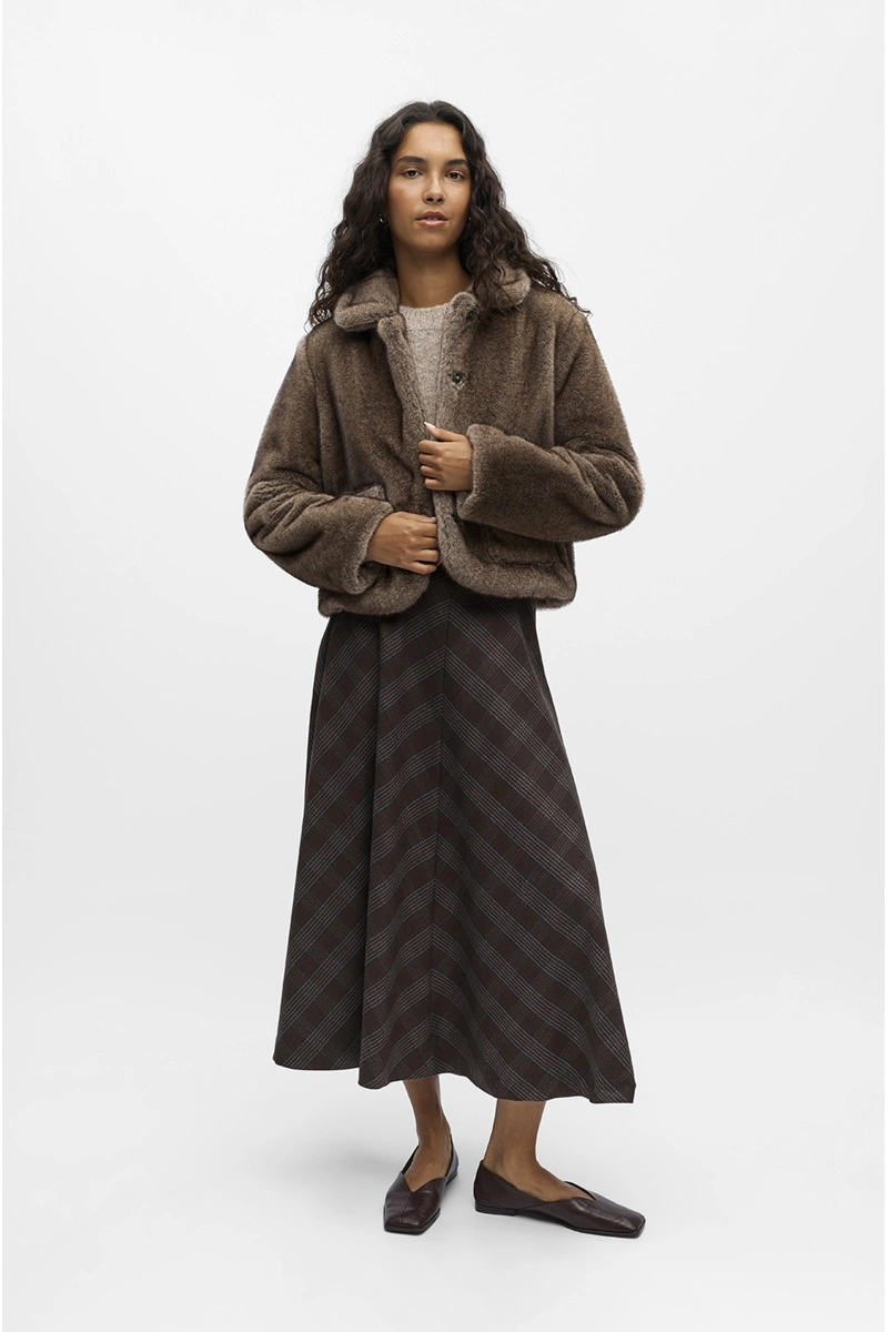 Veste Fausse Fourrure Chocolat OBJKLARA