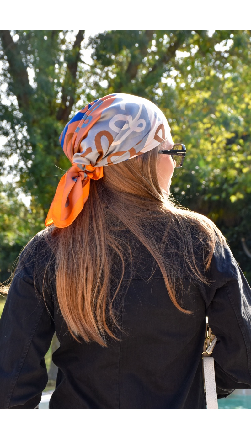 Foulard Imprimé Orange ANAELLE
