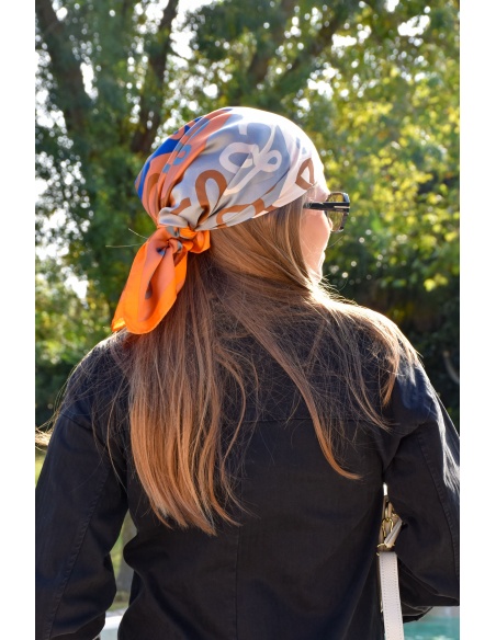 Foulard Imprimé Orange ANAELLE