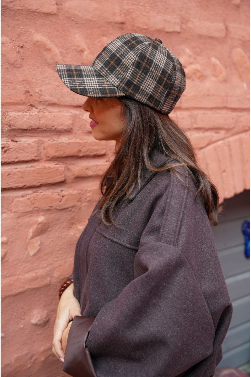 Casquette Carreaux Marron ARIA 2