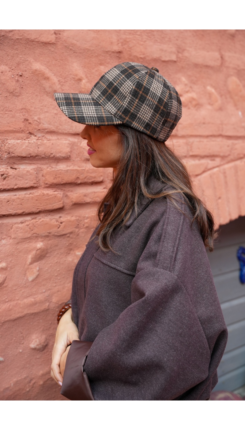 Casquette Carreaux Marron ARIA
