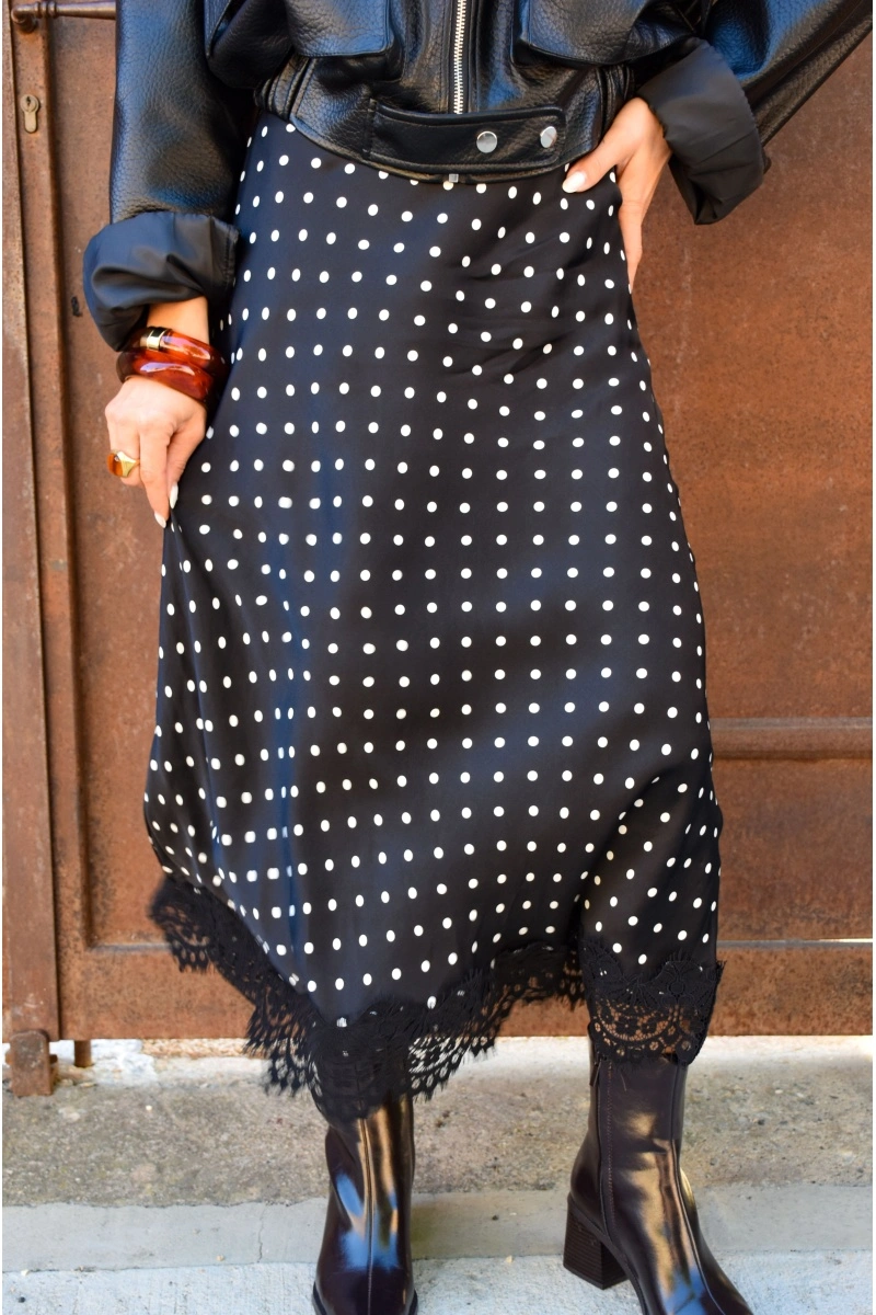 GAZZELLE(JUMELLE) POIS NOIR JUPES FEMME