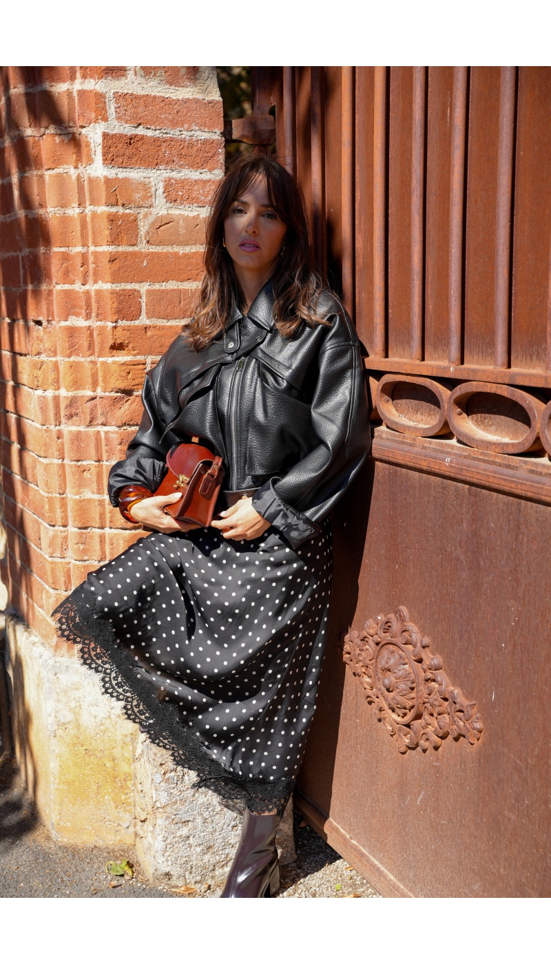 GAZZELLE(JUMELLE) POIS NOIR JUPES FEMME