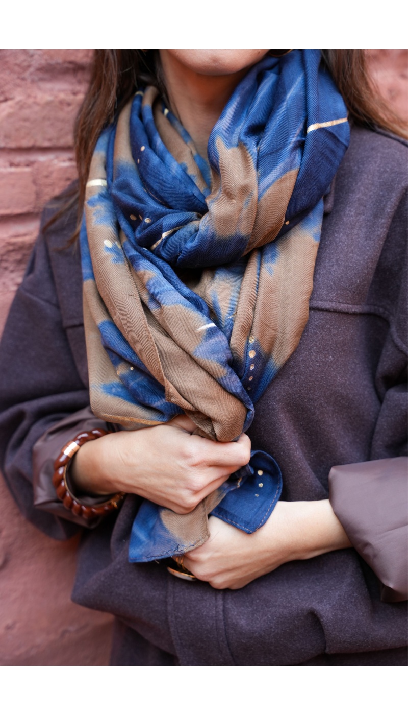 KESSLY IMPRI CAMEL ECHARPES