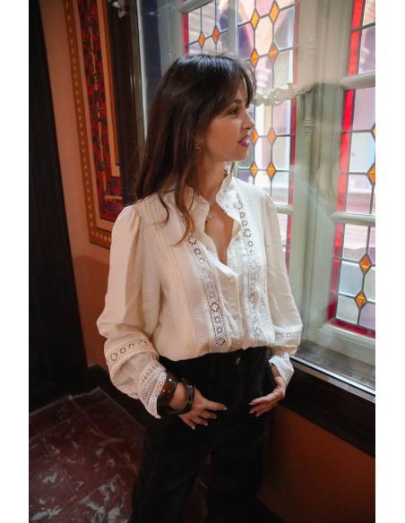 Chemisier Dentelle Ecru NEBULA