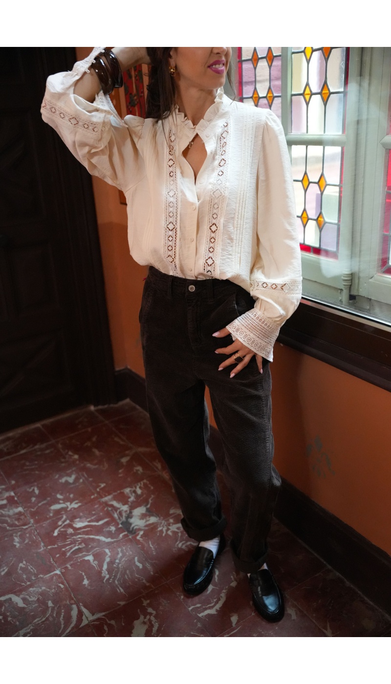 Chemisier Dentelle Ecru NEBULA