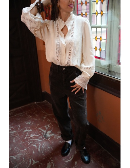 Chemisier Dentelle Ecru NEBULA