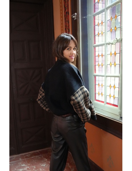 Veste Carreaux Noire FECELIA