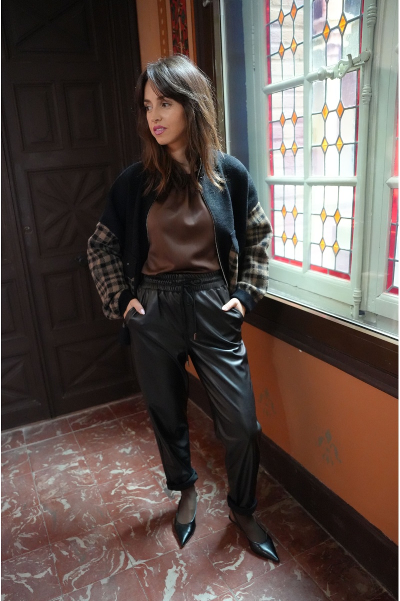 Pantalon Simili Noir VALENTINA 2