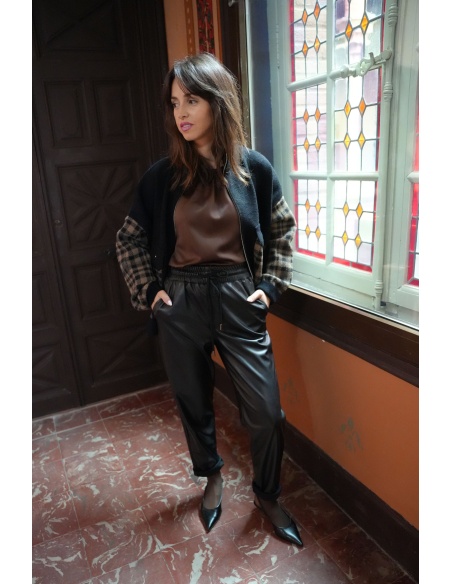 IMPACTO SIMILI NOIR PANTALON FEMME