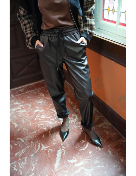 IMPACTO SIMILI NOIR PANTALON FEMME