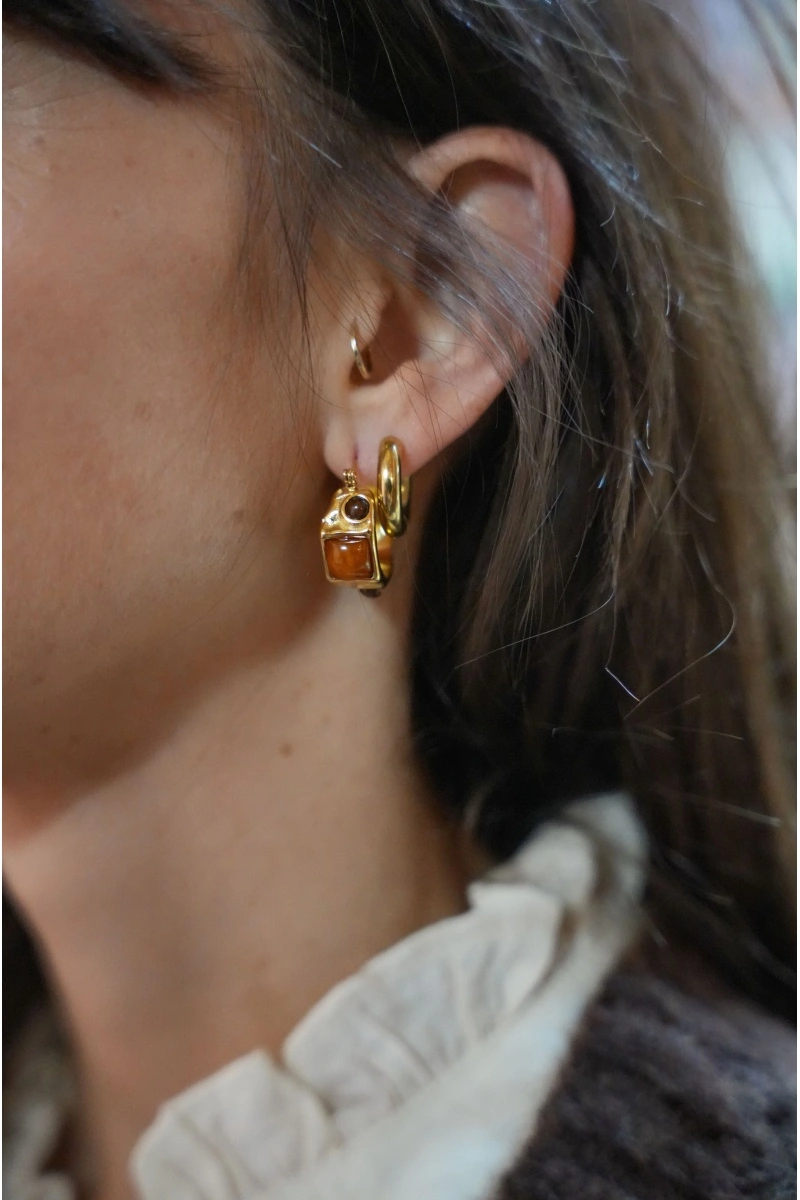 only one barcelona CAMEL DORE BOUCLES D'OREILLES 2