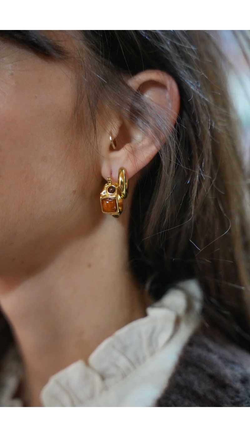 only one barcelona CAMEL DORE BOUCLES D'OREILLES