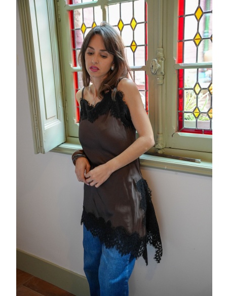 Robe Dentelle Marron ASTER