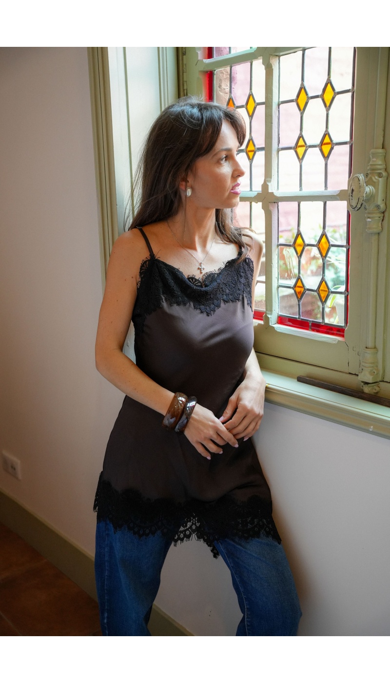 Robe Dentelle Marron ASTER