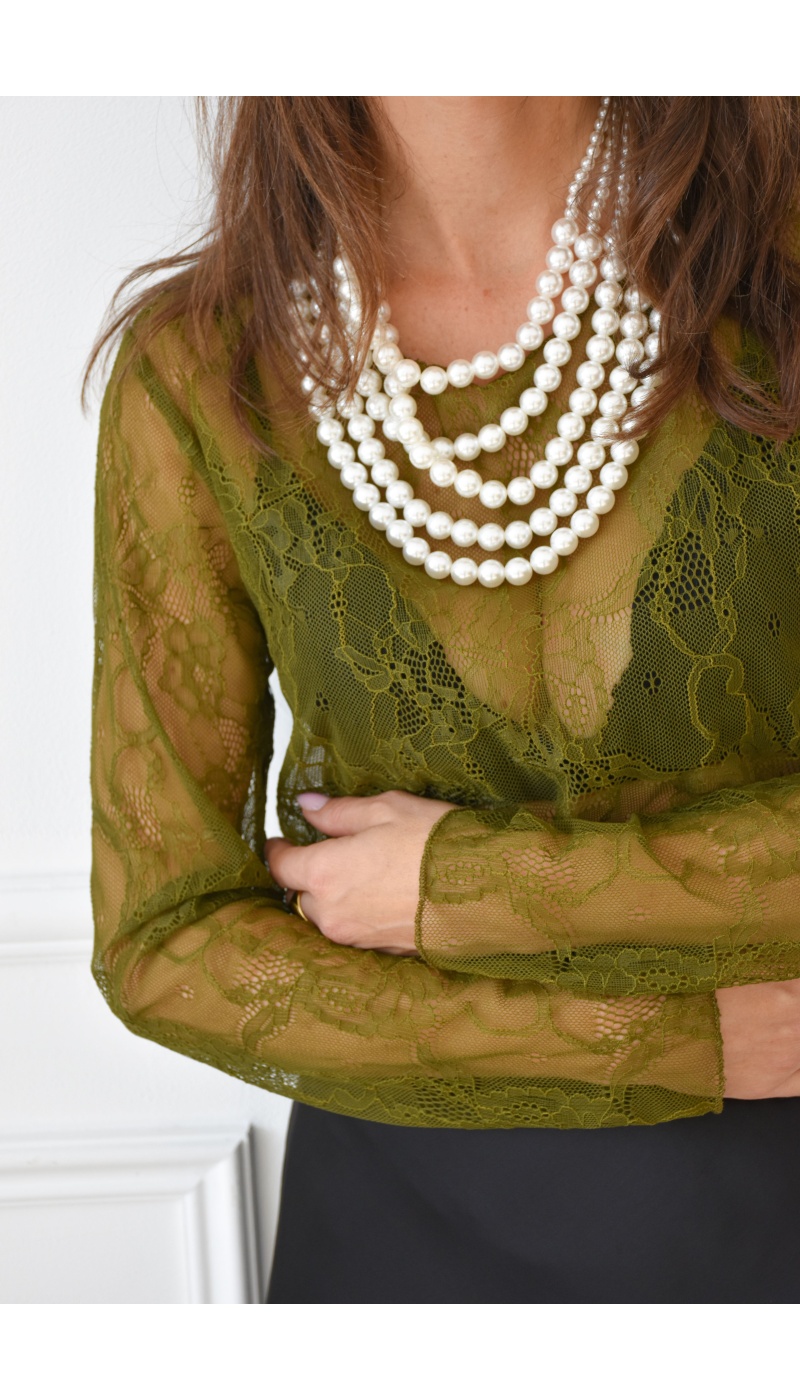 Haut Dentelle Olive EMA