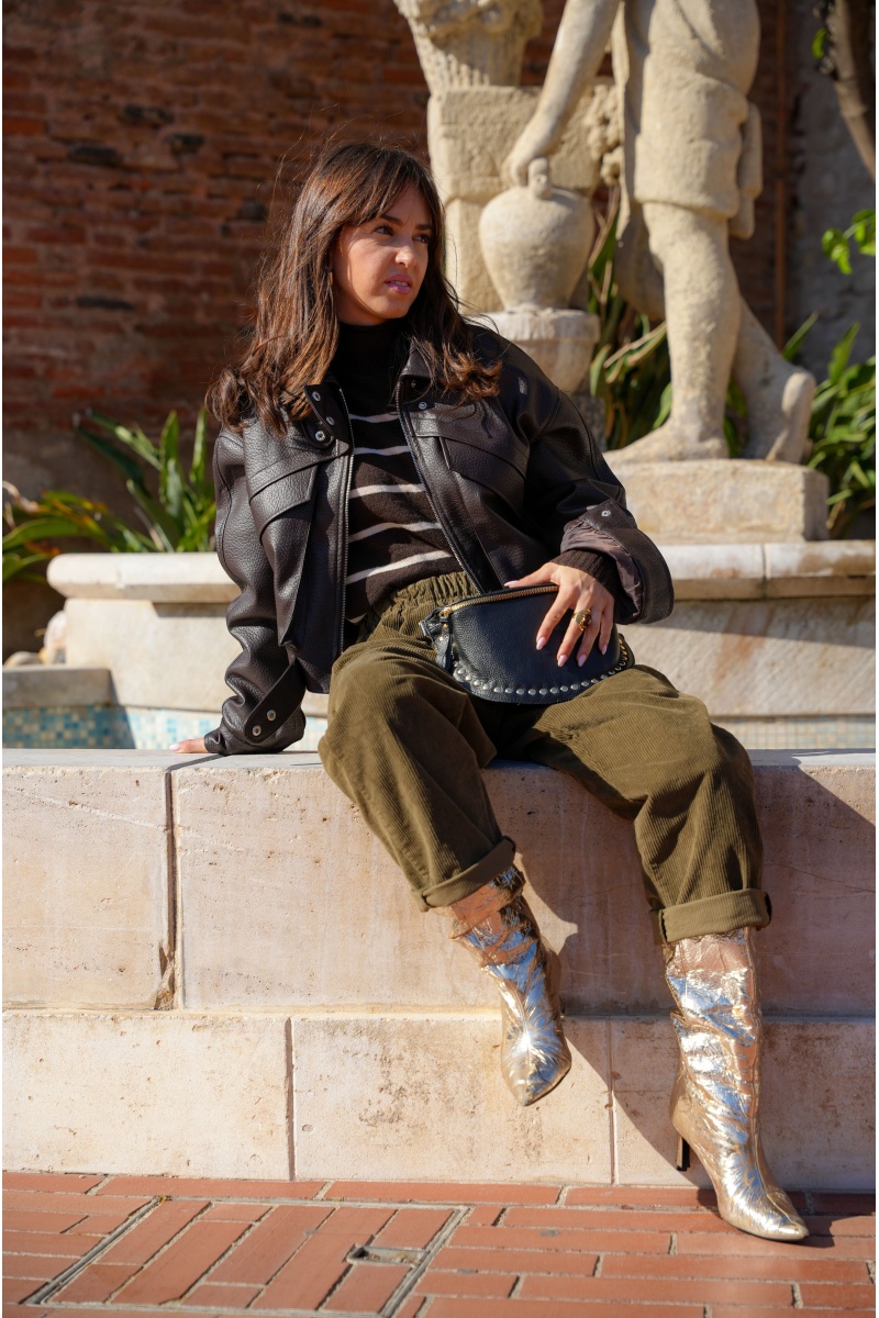 Veste Simili Marron ROXANE 2