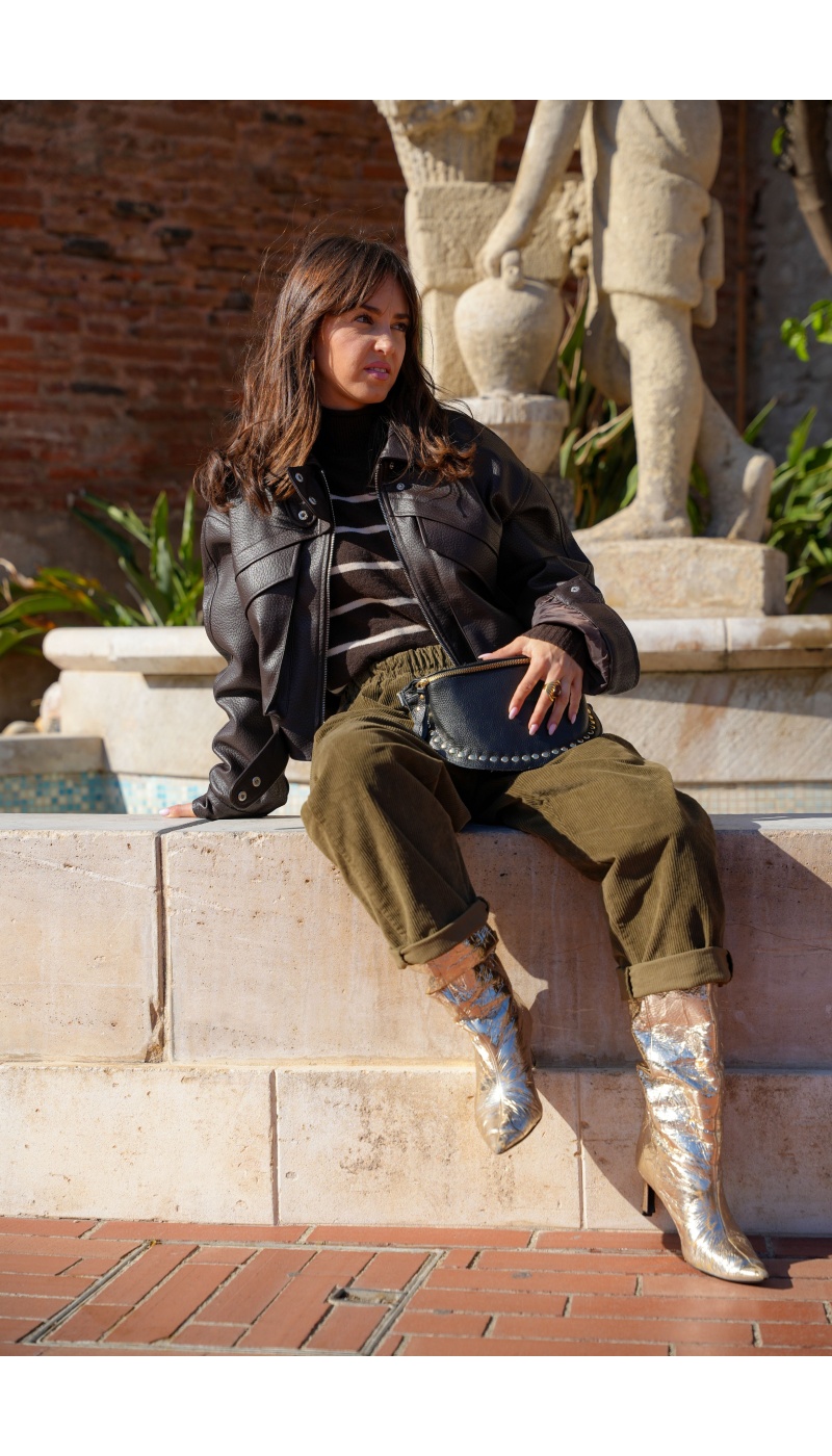 Veste Simili Marron ROXANE