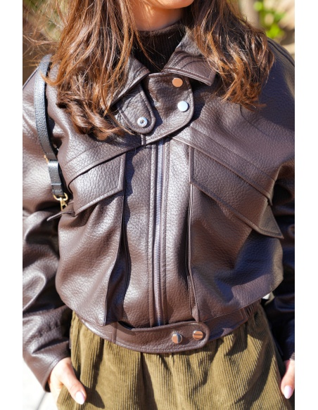 Veste Simili Marron ROXANE