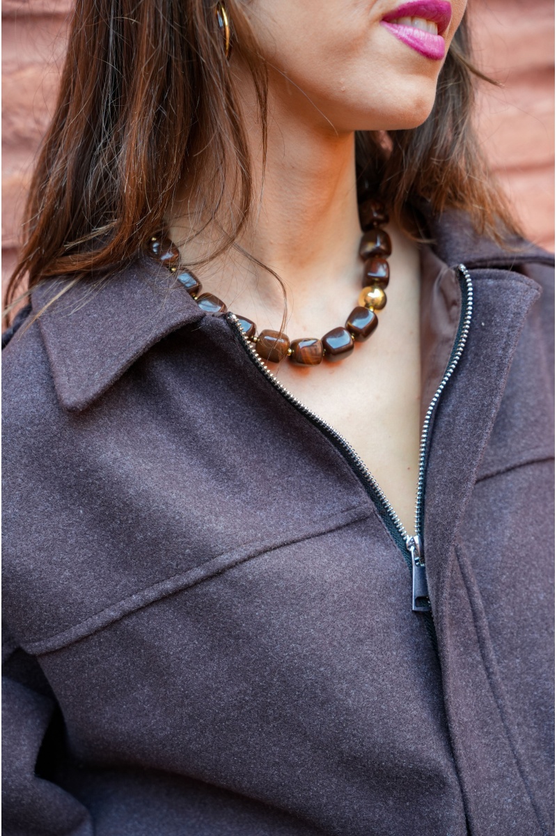 Collier Perle Marron NINA
