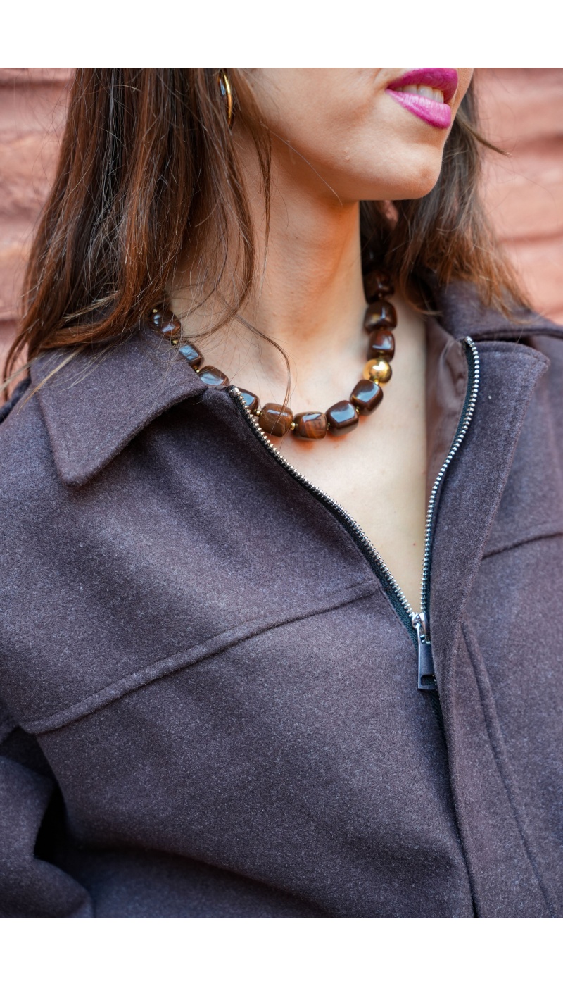 Collier Perle Marron NINA