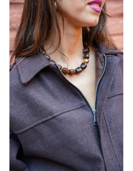 Collier Perle Marron NINA