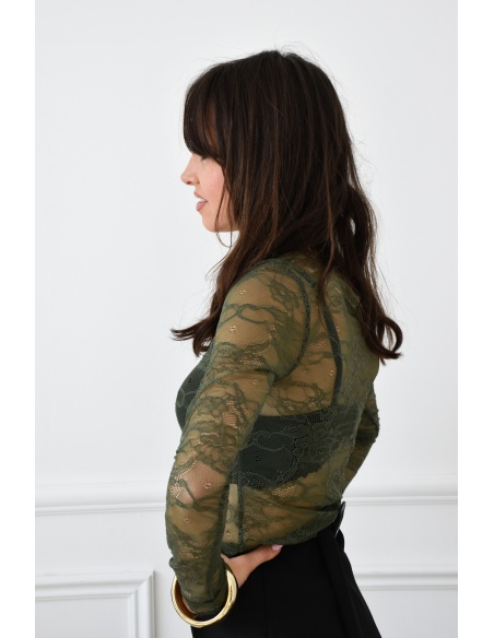 Haut Dentelle Kaki CLEMENCE