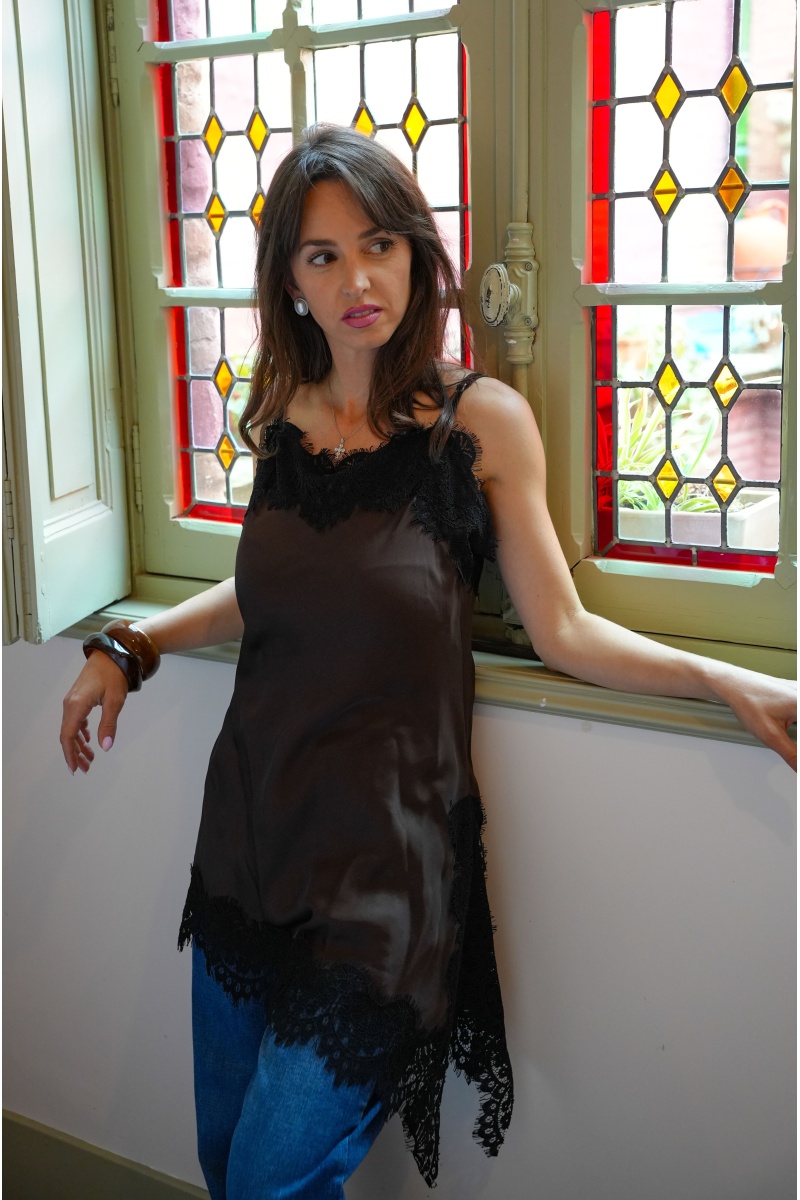 Robe Dentelle Marron ASTER