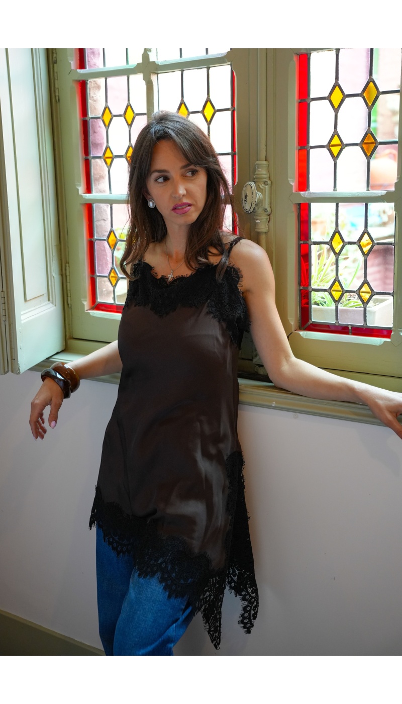 Robe Dentelle Marron ASTER