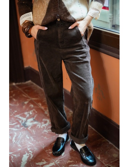 Pantalon Velours Marron ROSALIE