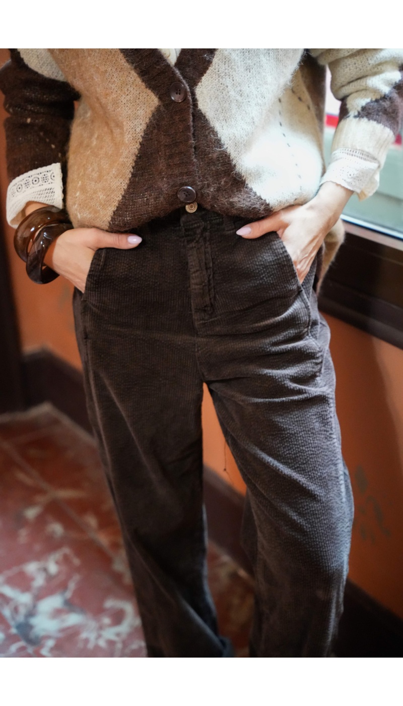 Pantalon Velours Marron ROSALIE
