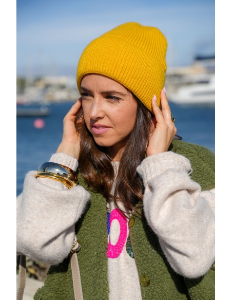 Bonnet Maille Jaune ELINA