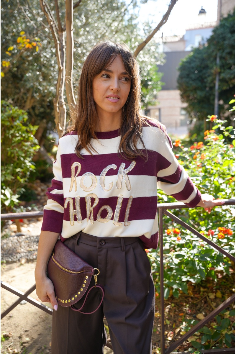 Pull Rayé Bordeaux ALYA 2