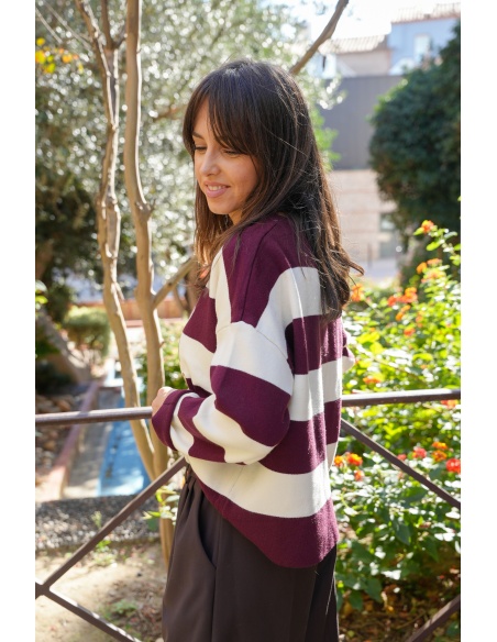 Pull Rayé Bordeaux ALYA
