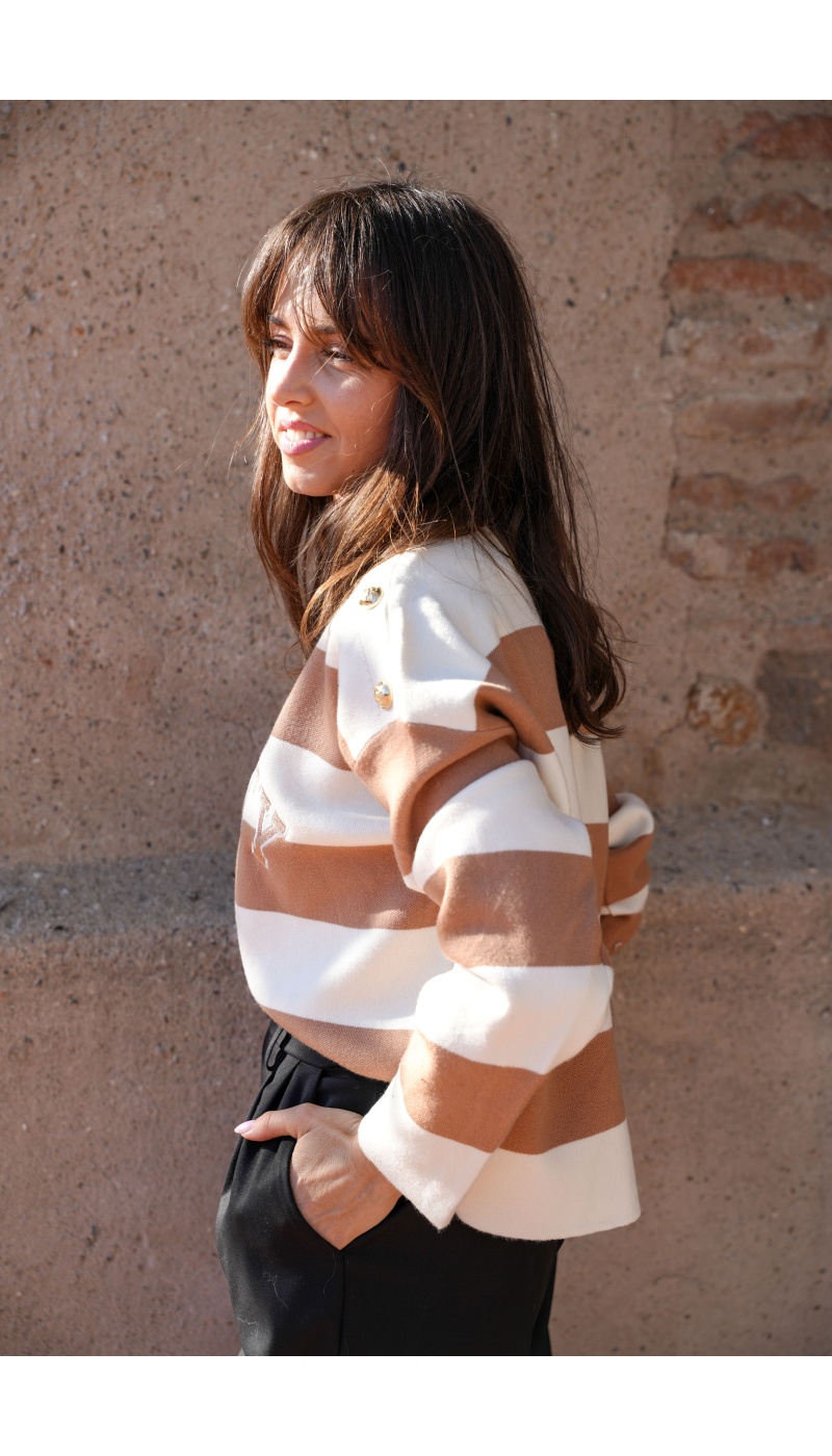 Pull Rayé Beige INFINITY