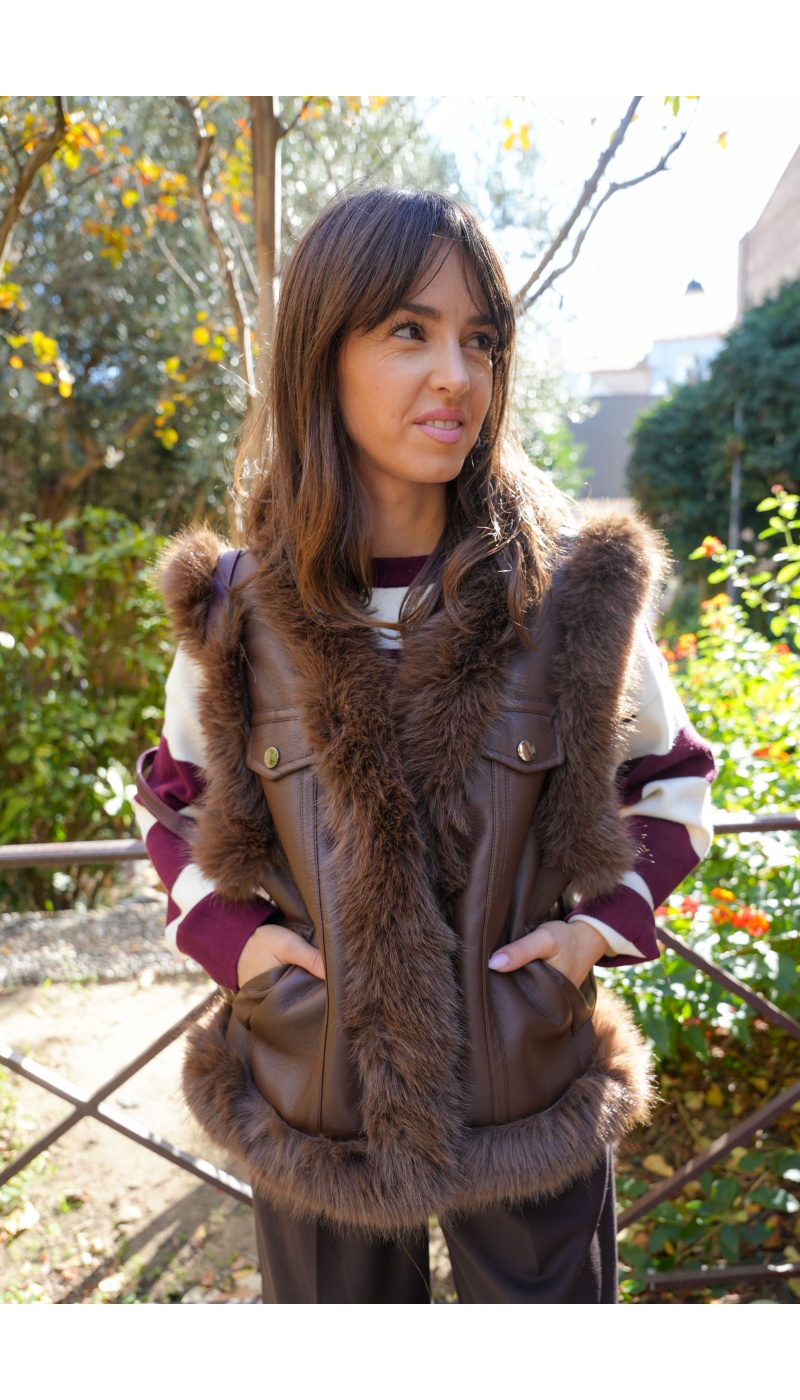 Veste Simili Chocolat LOLA