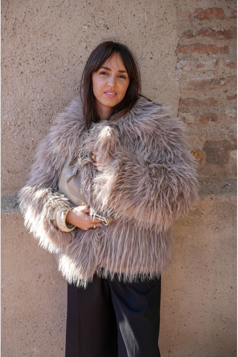 Veste Fourrure Beige ANOUK